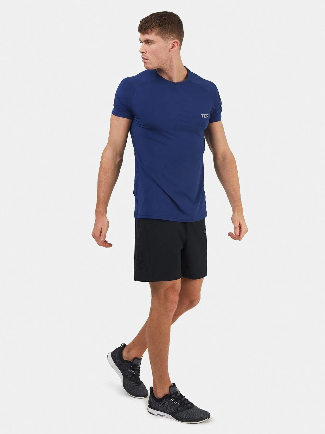 Stamina Short Sleeve Crew Neck Running Top For Men With Back Zip Pocket