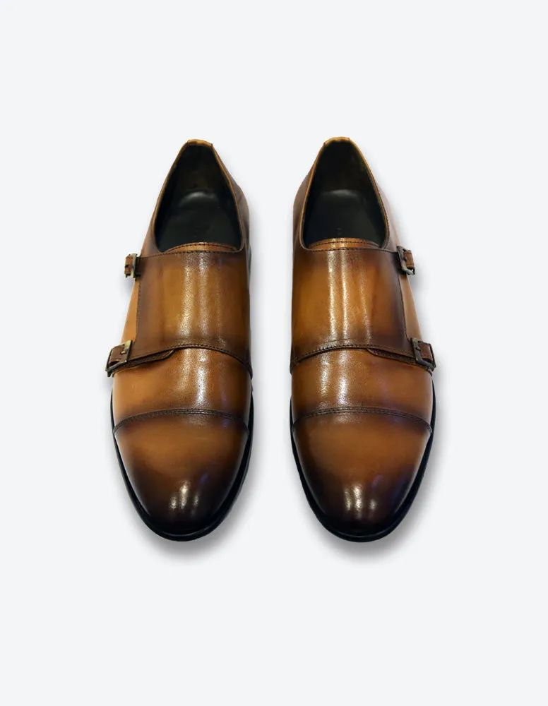 Tobacco Monk Strap Shoes