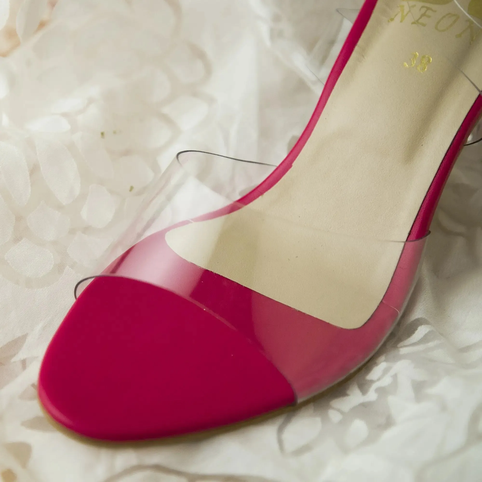 Vinyl Flare Heels Pink