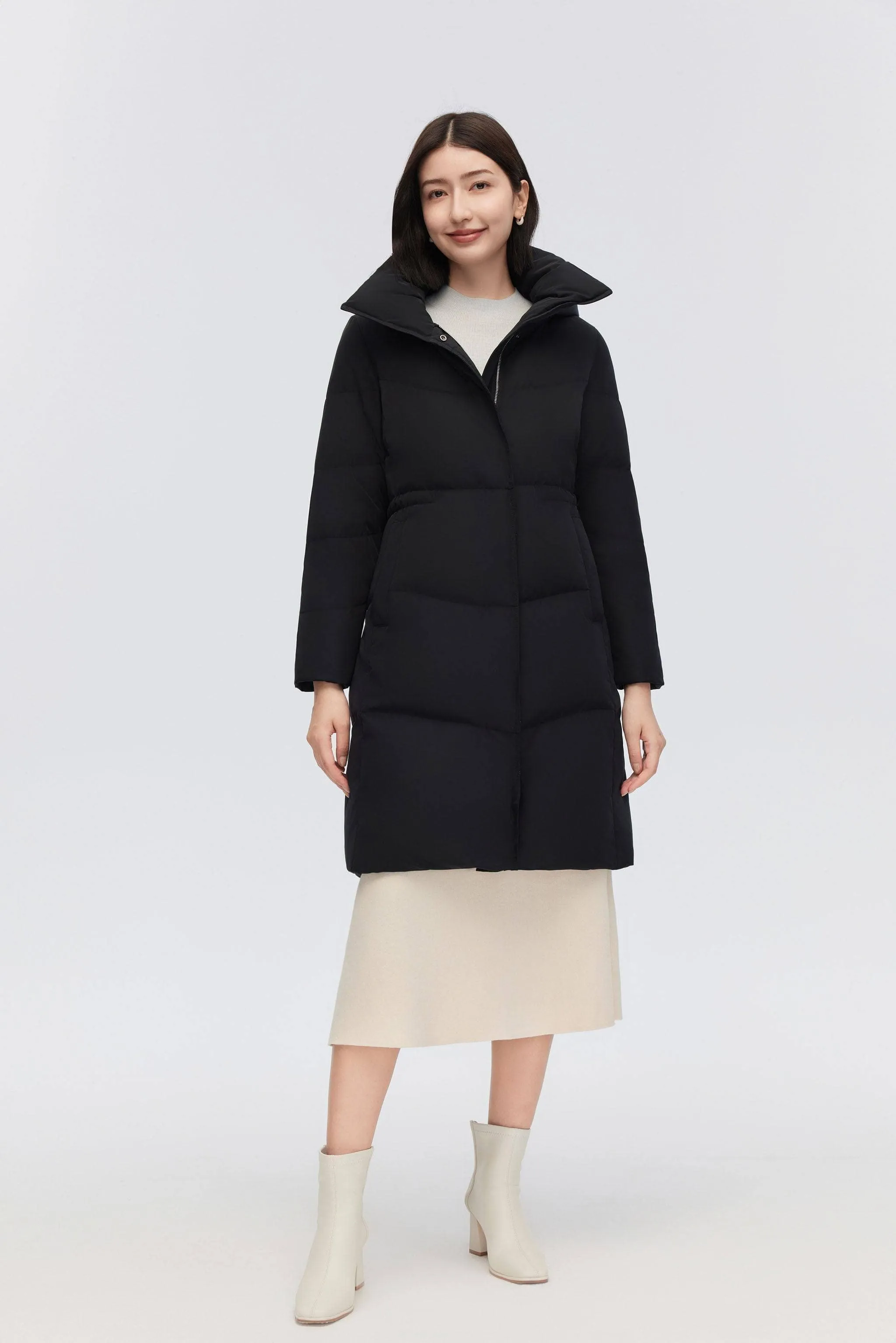 Women's Classic Business Knee Length Goose Down Coat